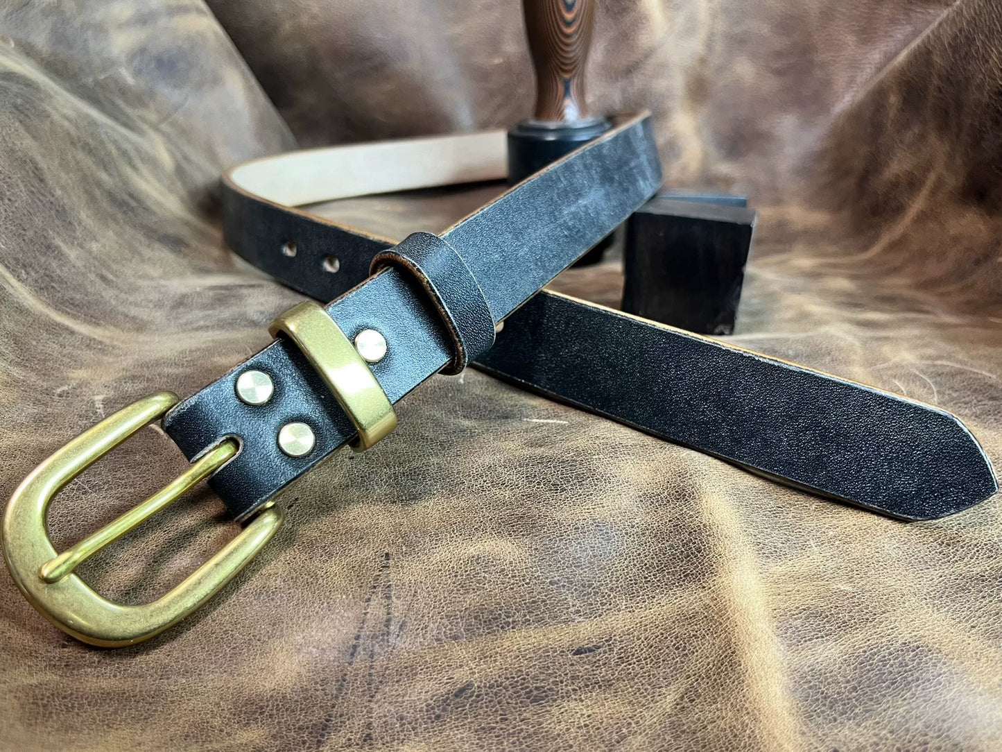 Black JF Horse Rein women's handmade belt