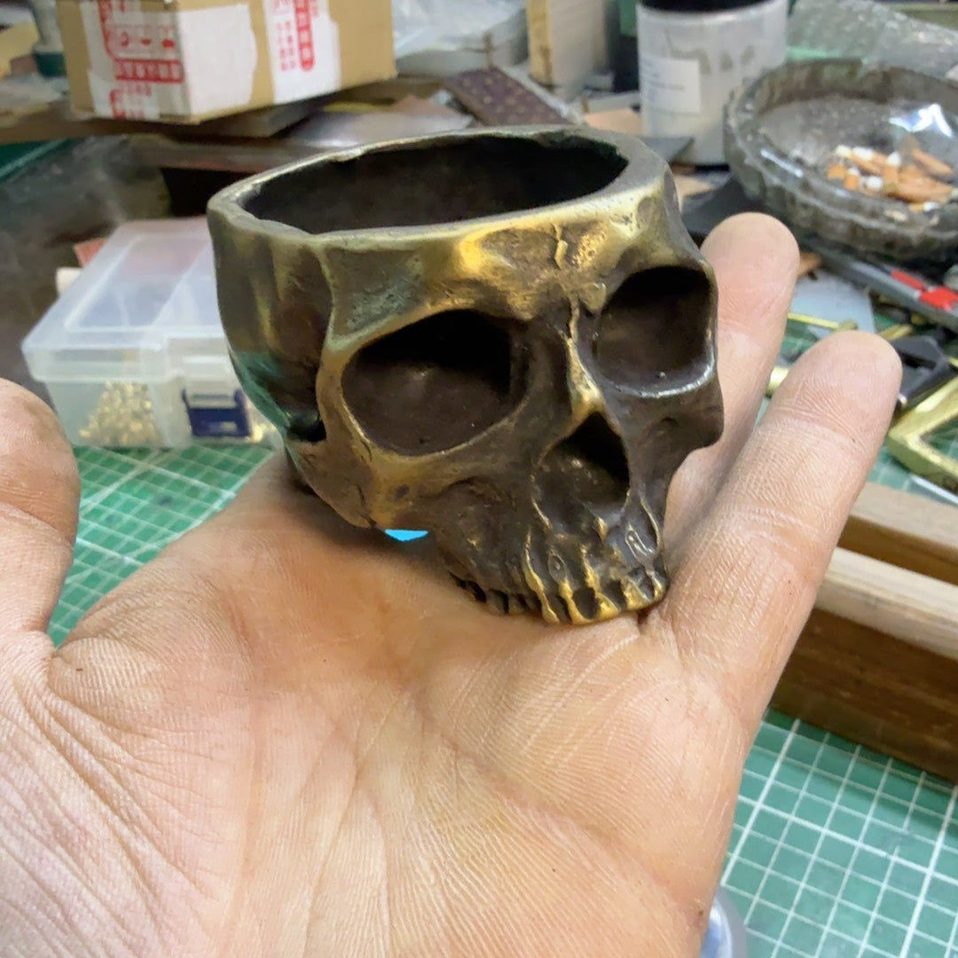 334g Solid Brass Skull Ashtray — Skull Bowl Shape