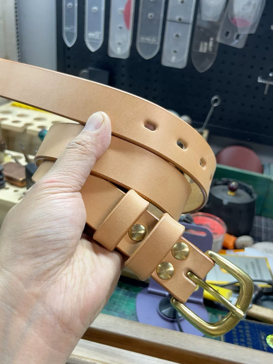Handmade belt Italian vegetable tanned leather 3 cm wide belt handm…