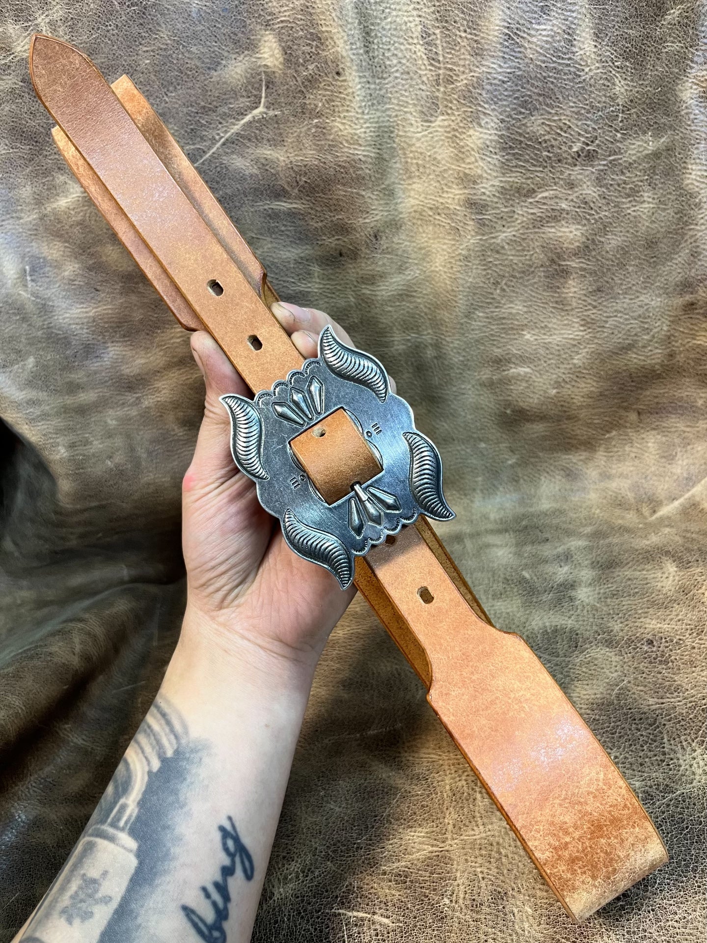 Brass silver plated RRL vintage handmade belt customized