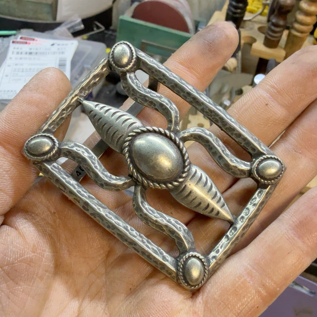RRL Spider Buckle — Solid White Bronze/Brass, Hand-Cast