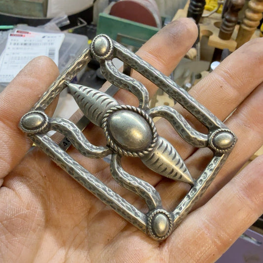 RRL Spider Buckle — Solid White Bronze/Brass, Hand-Cast