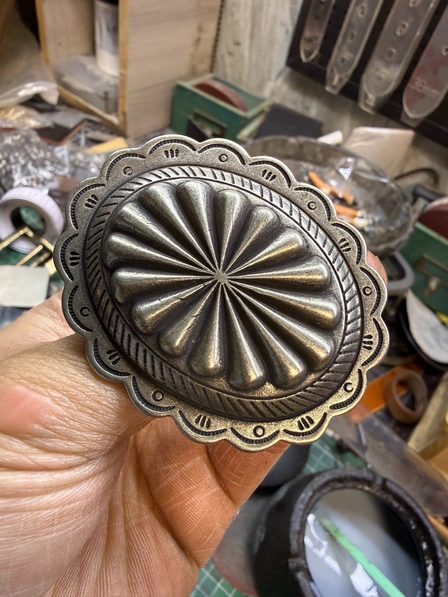 Solid white copper Navajo style belt buckle rrl style buckle Cambri…