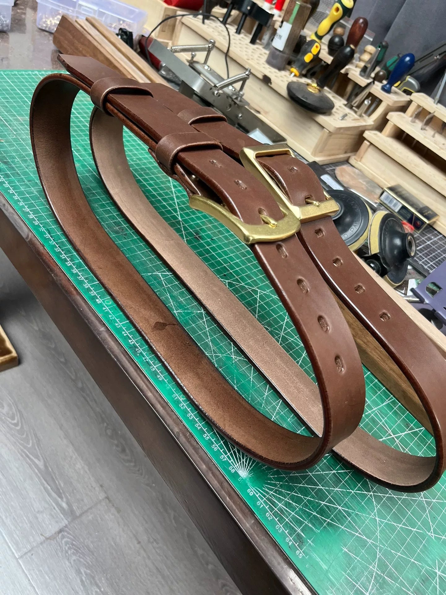 Heavyweight saddle leather gadfly 4th generation brass men's belt i…