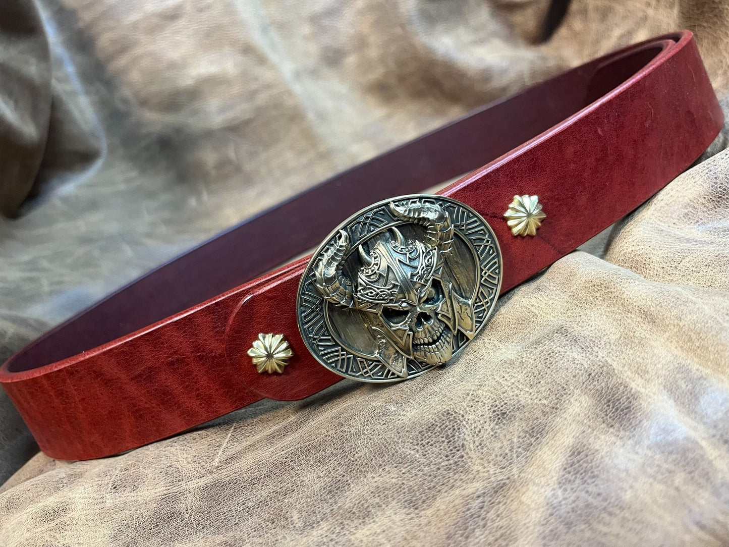 Jiayantang brass realistic undead monarch belt buckle with Italian…