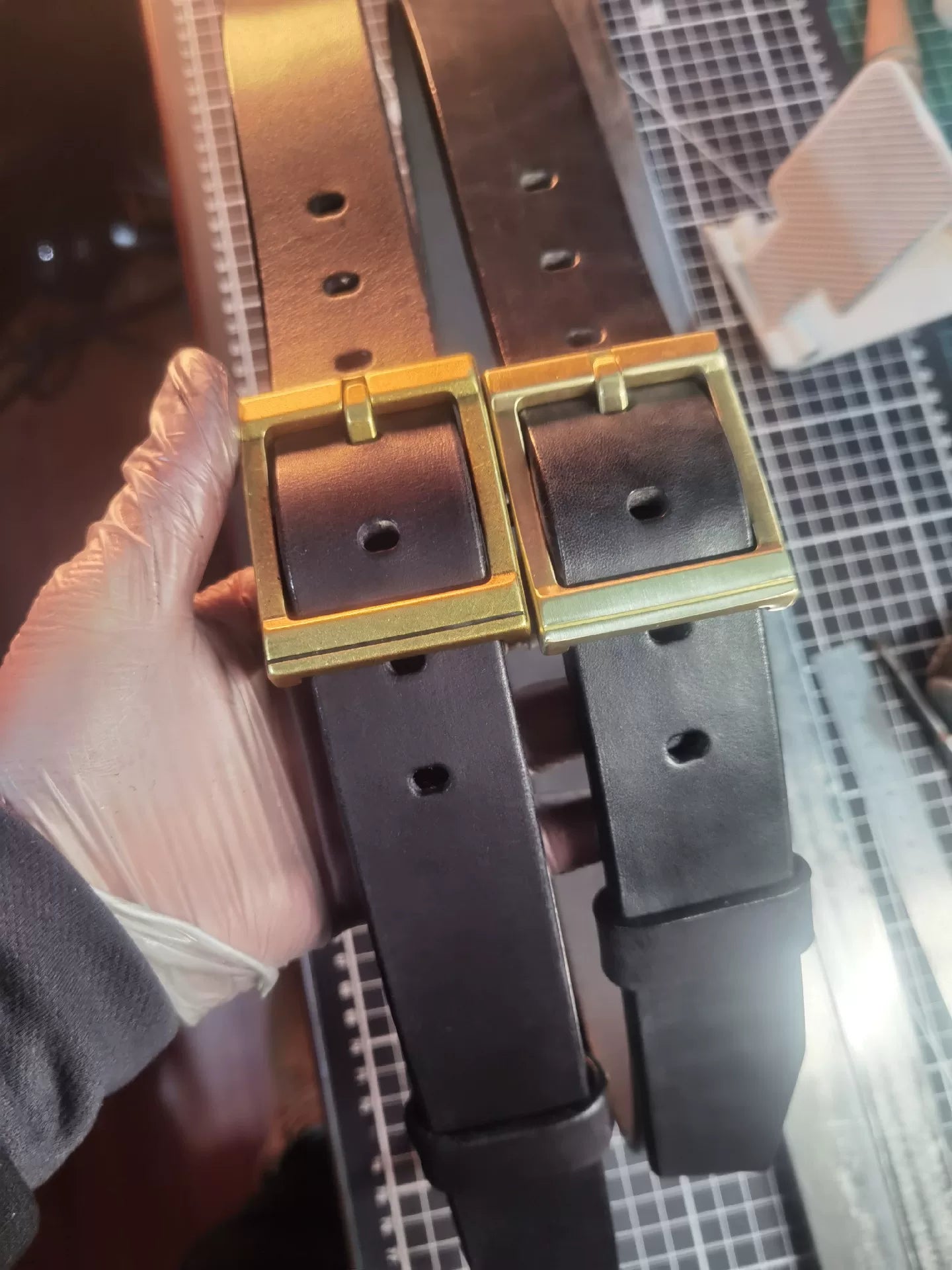 Meian handmade belt, imported from Meian. Black, business casual belt
