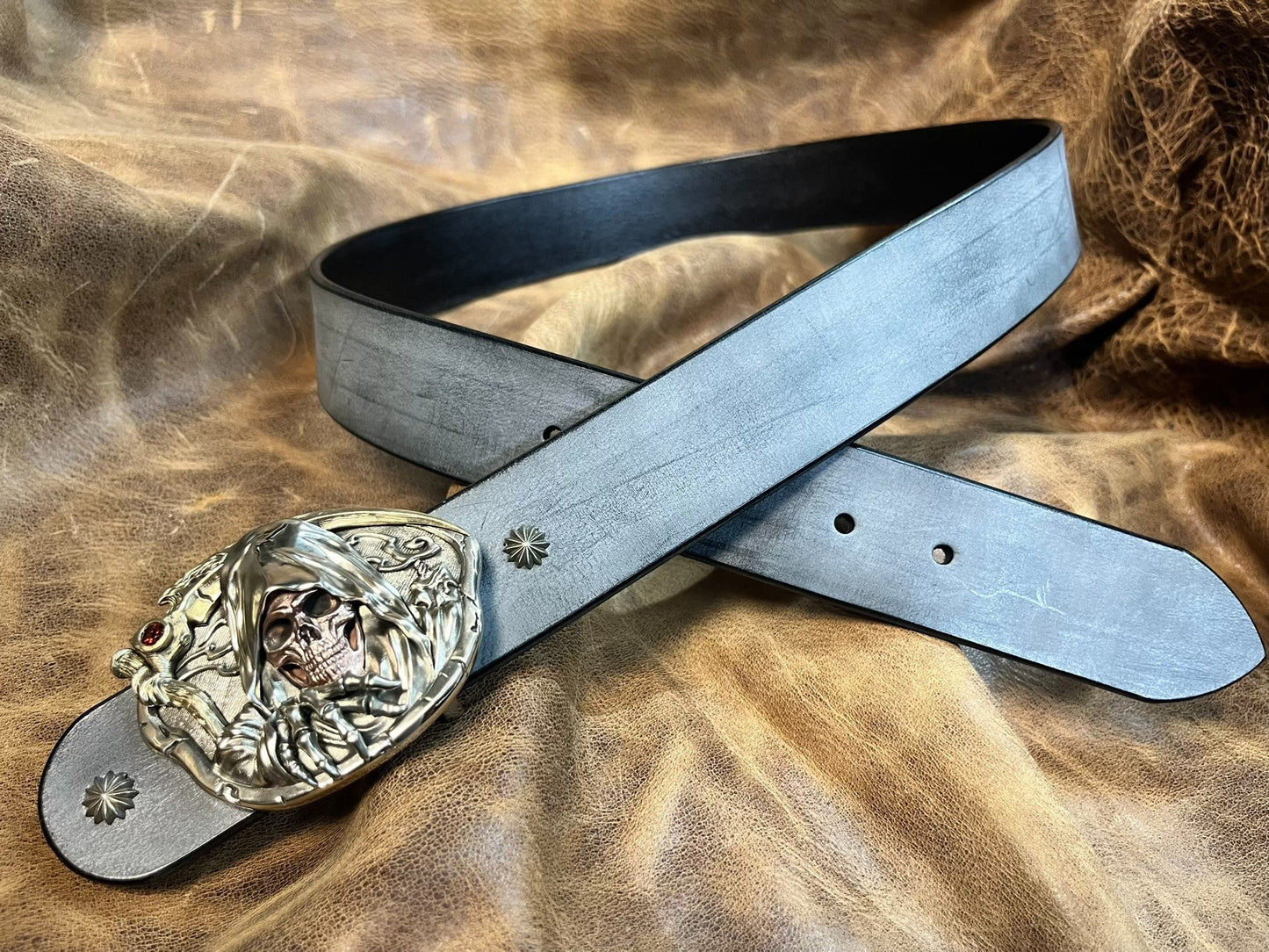 Tiger pure copper handmade custom belt buckle