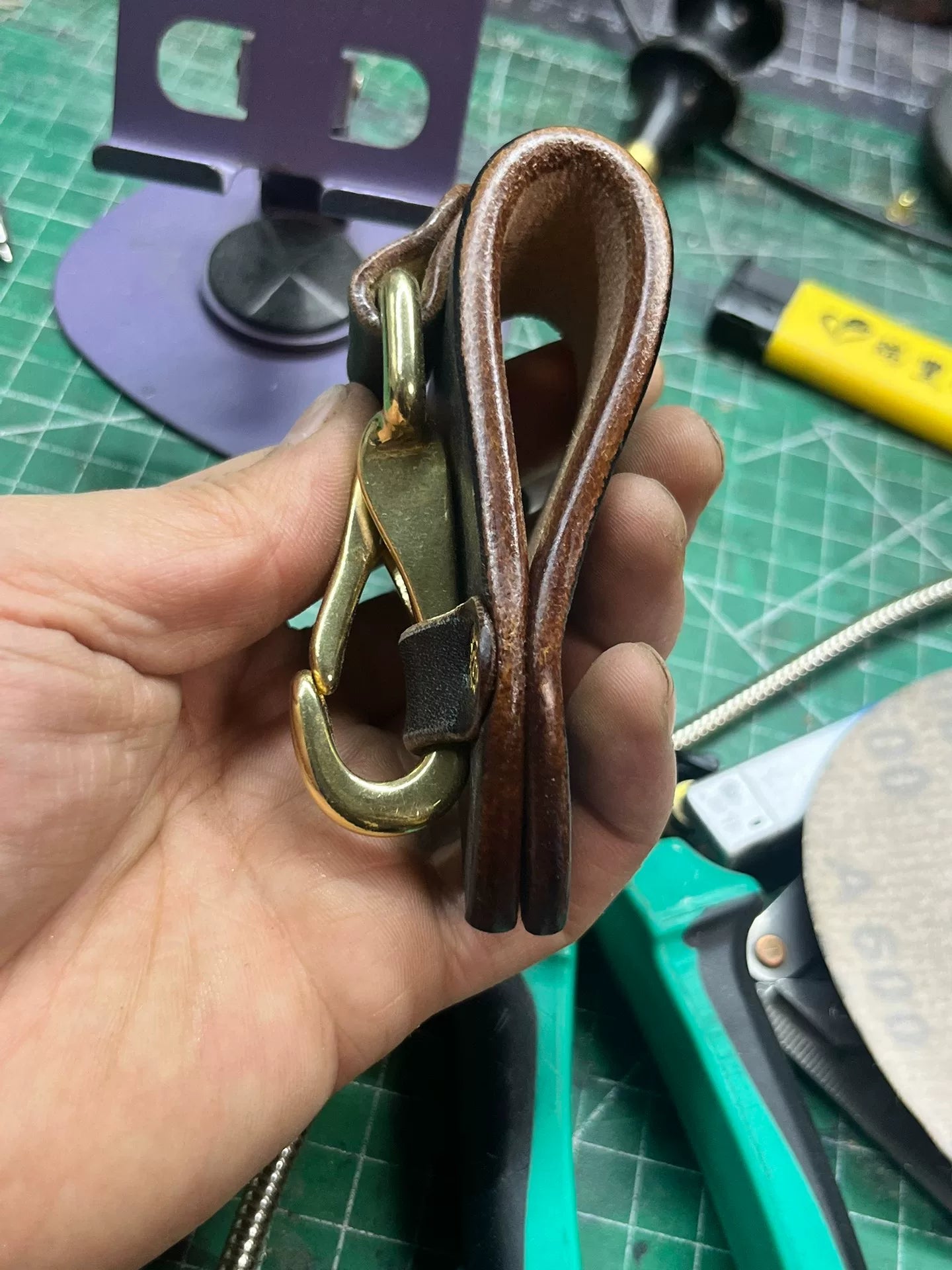 JF British horse rein leather belt hook cowhide pure copper hook we…