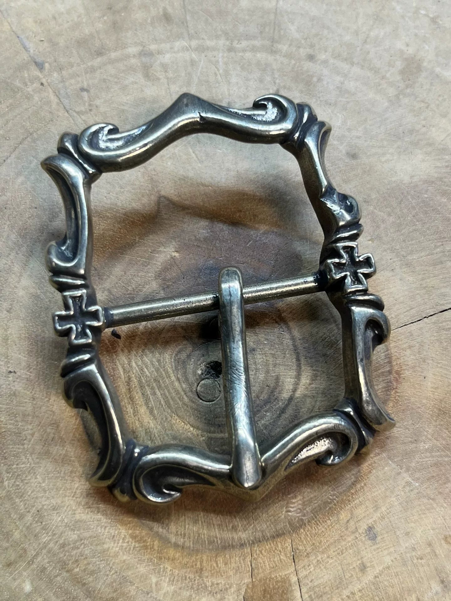 Pure copper belt buckle solid carved cross casual belt buckle trous…