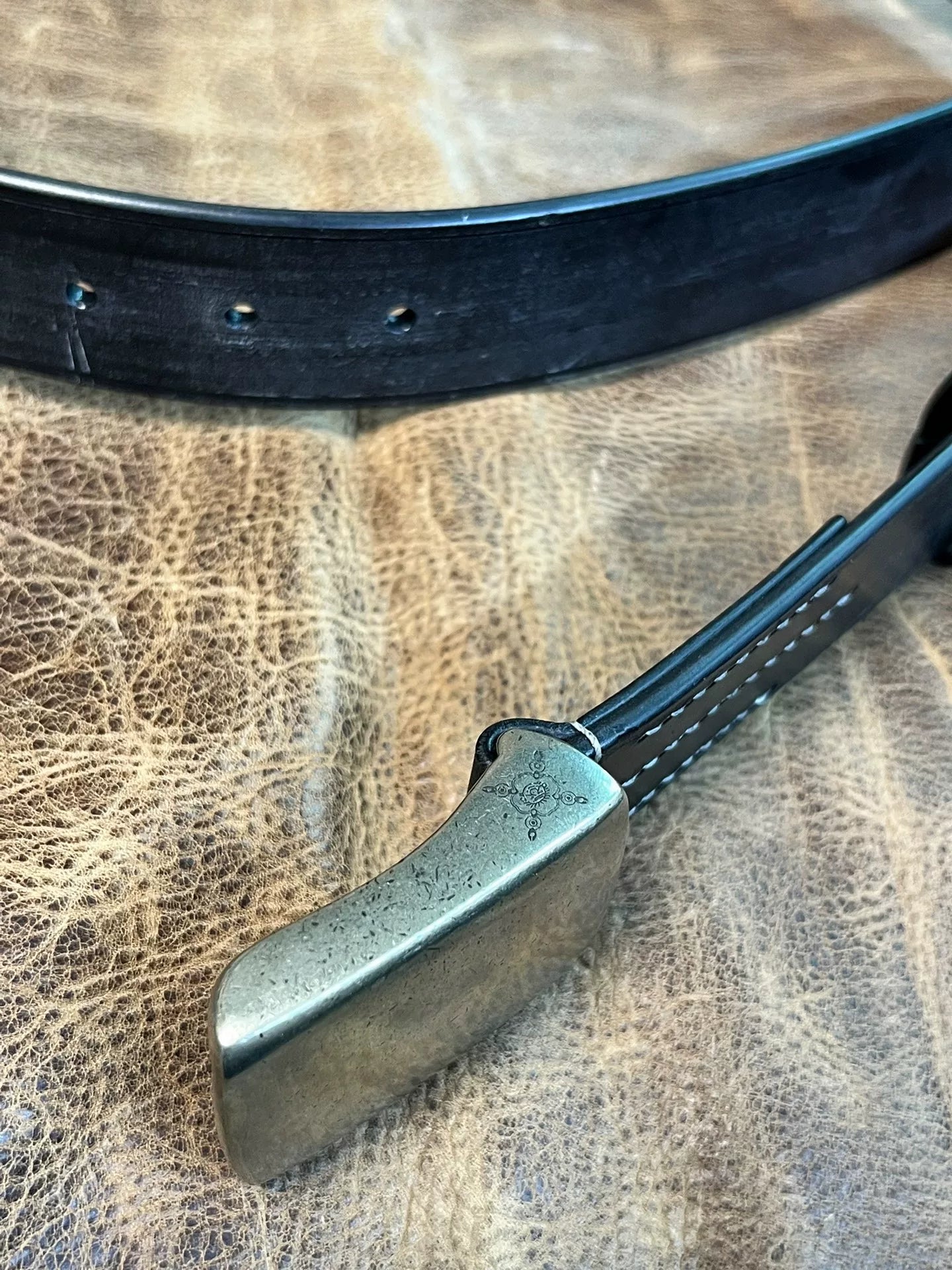 TWS Bridle Leather with Japanese Vintage White-Bronze Square Buckle