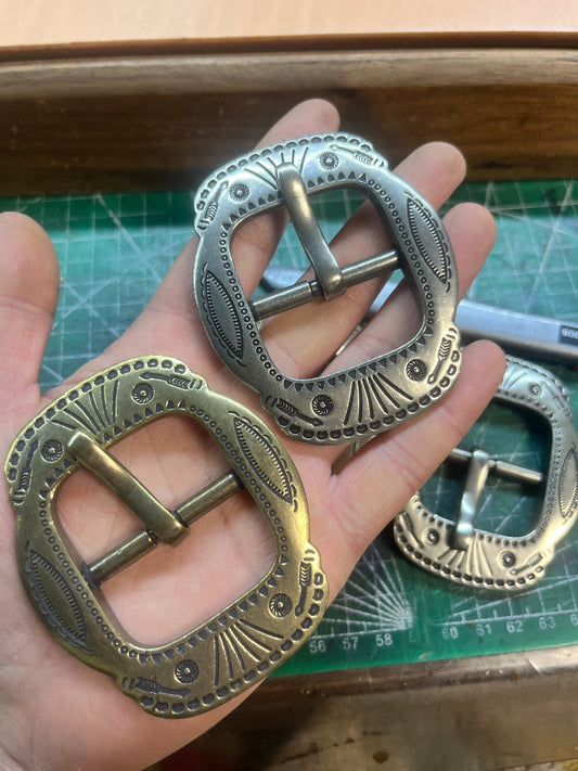 RRL Double RL Replica Belt — Solid White Bronze & Brass Vintage Buckle