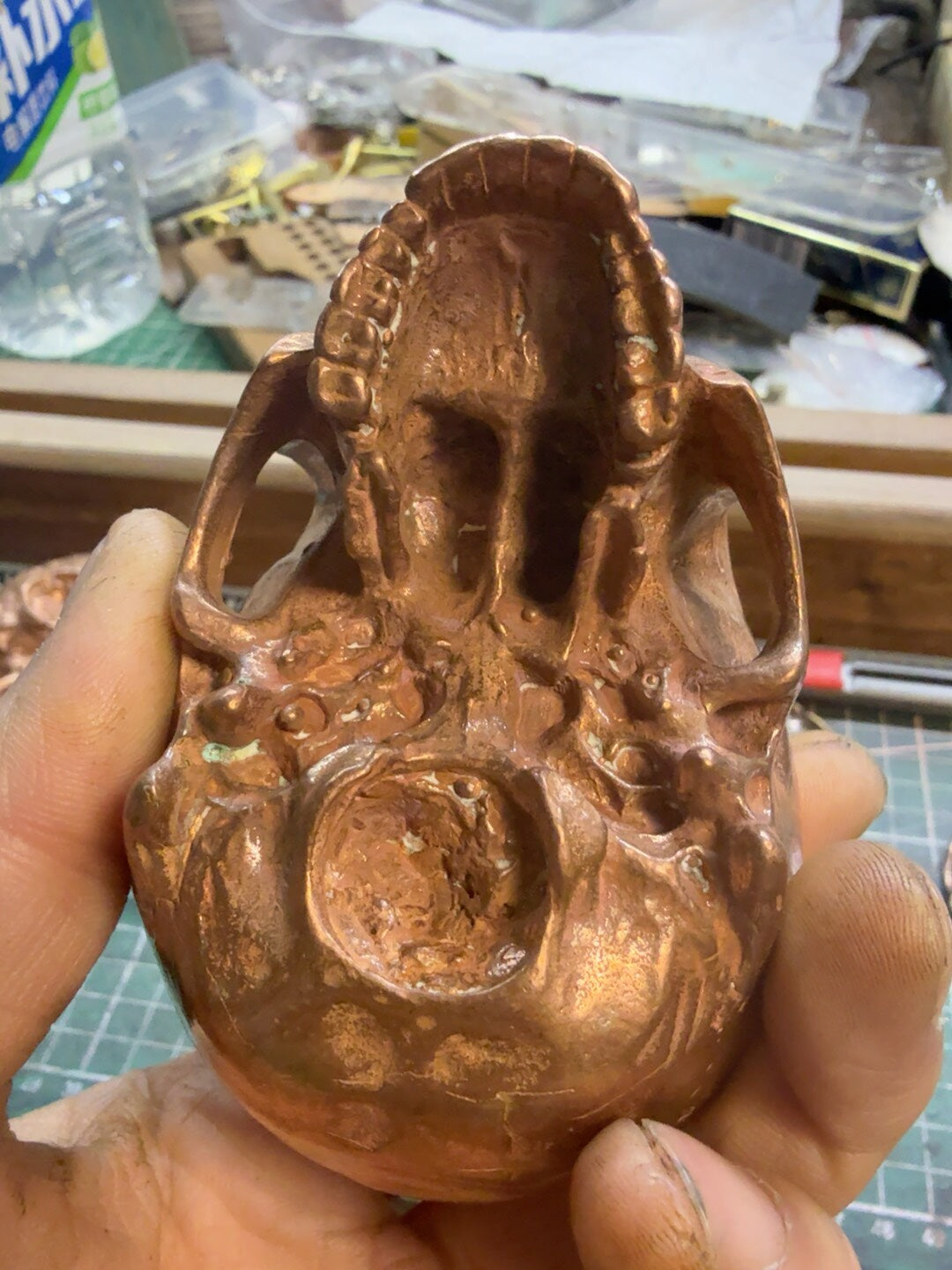 300g Solid Purple Copper Skull Ashtray