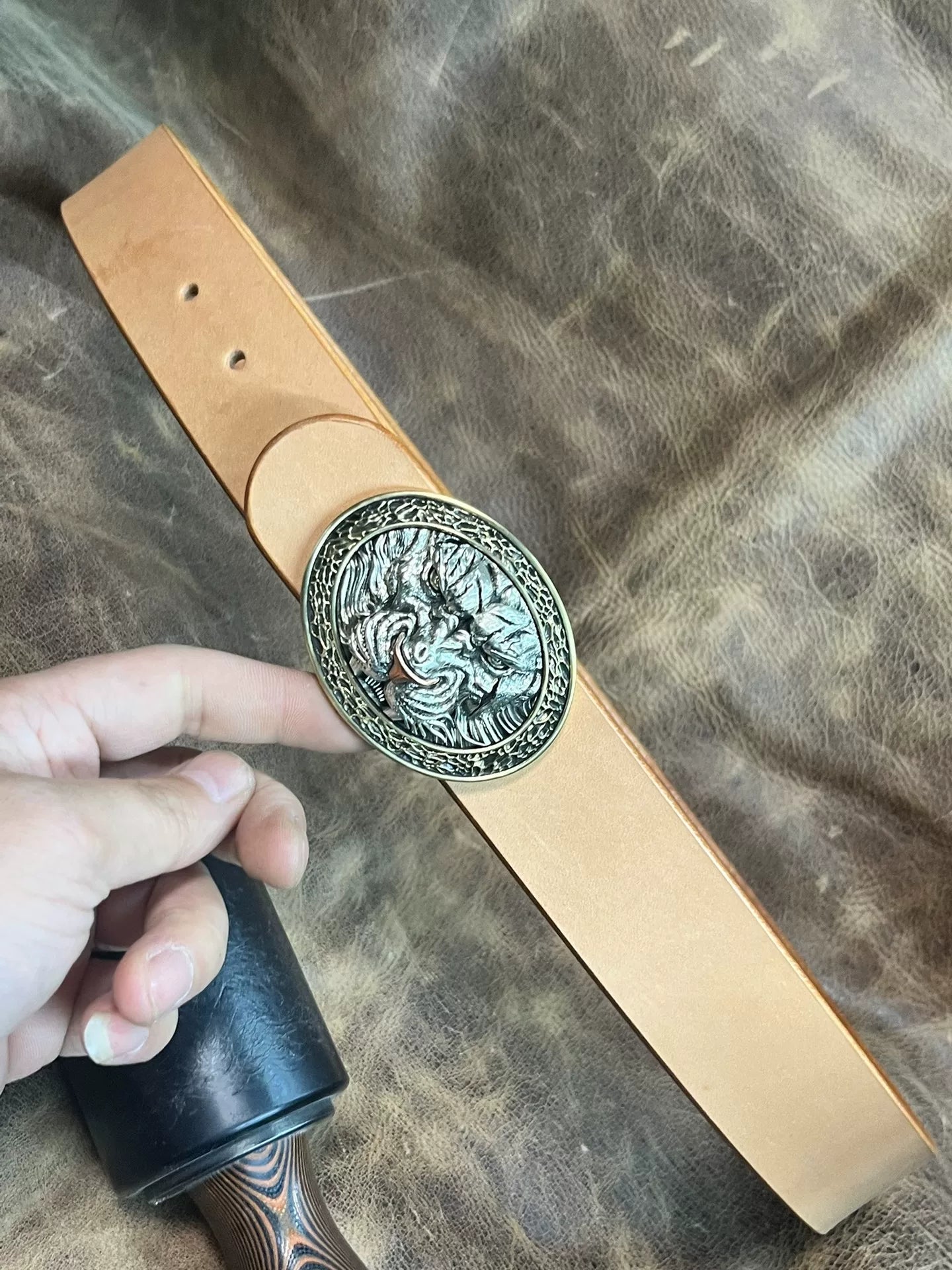 Tiger pure copper handmade belt buckle