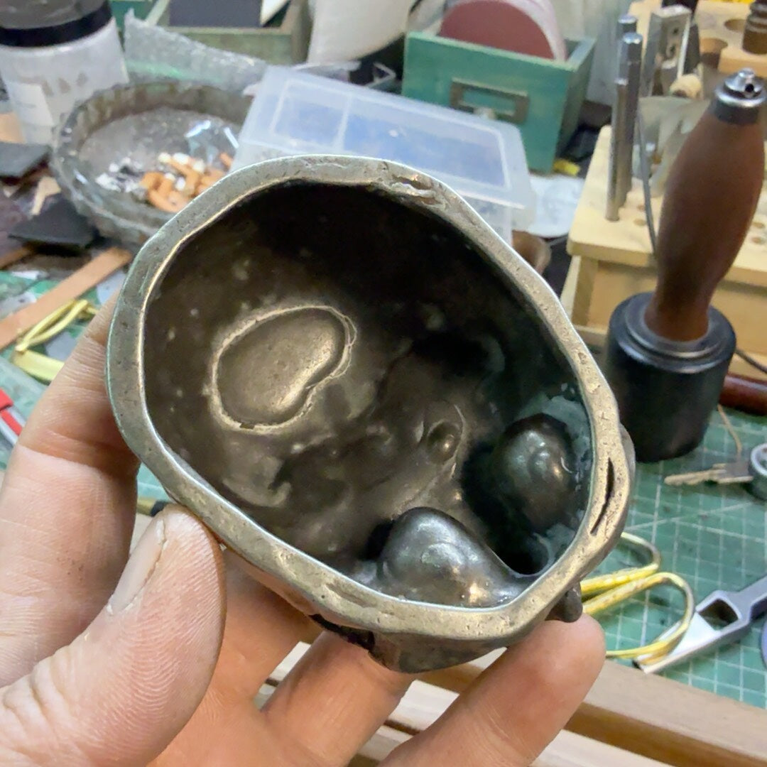 300g Solid White Copper Skull Ashtray