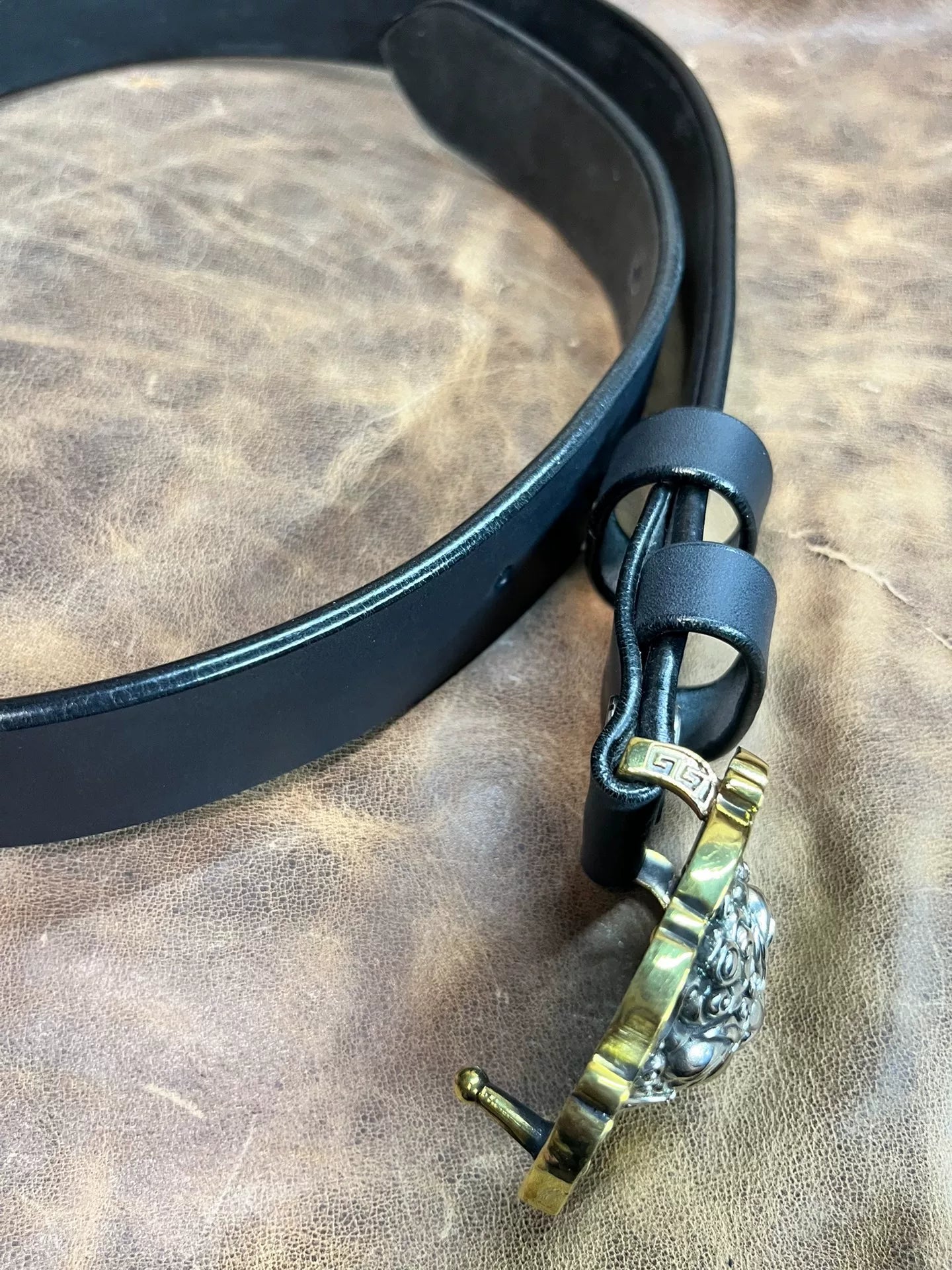 Black imported full-grain Italian genuine leather first-layer cowhi…