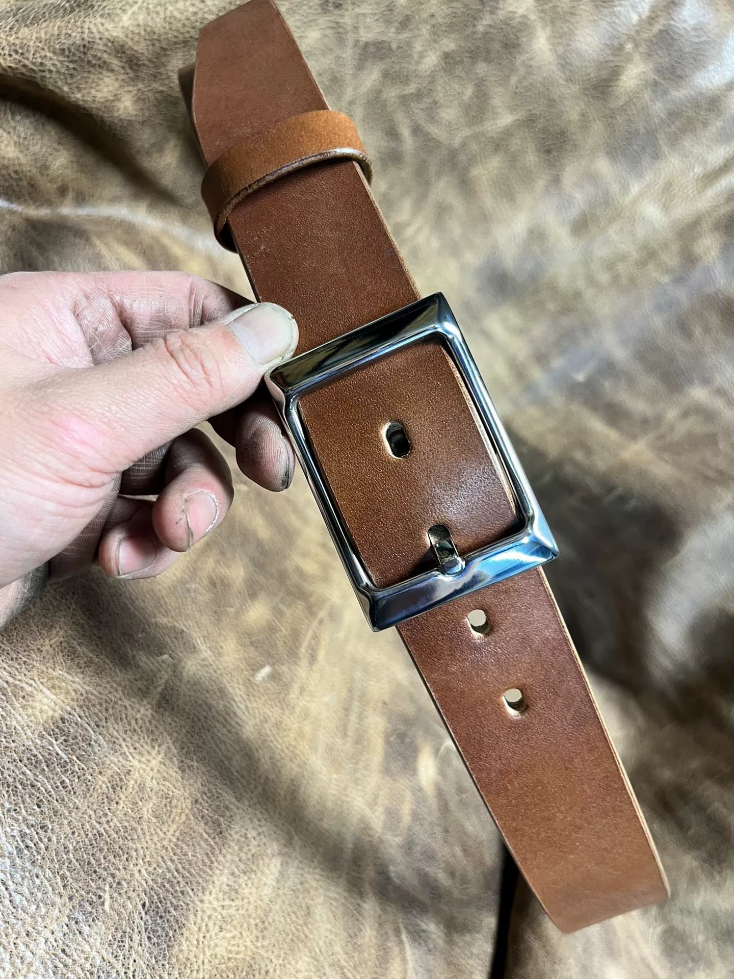 JF.J.Baker full grain jf horse bridle leather belt strip handmade b…
