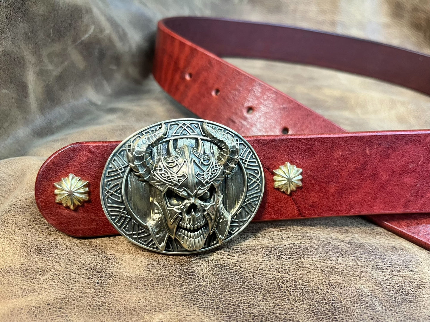 Jiayantang brass realistic undead monarch belt buckle with Italian…